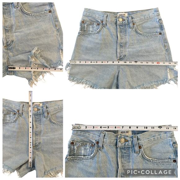 Agolde Dee High Waisted Hidden Button Fly Cut Off Denim Jean Shorts Jinx Size 26 - Picture 7 of 9